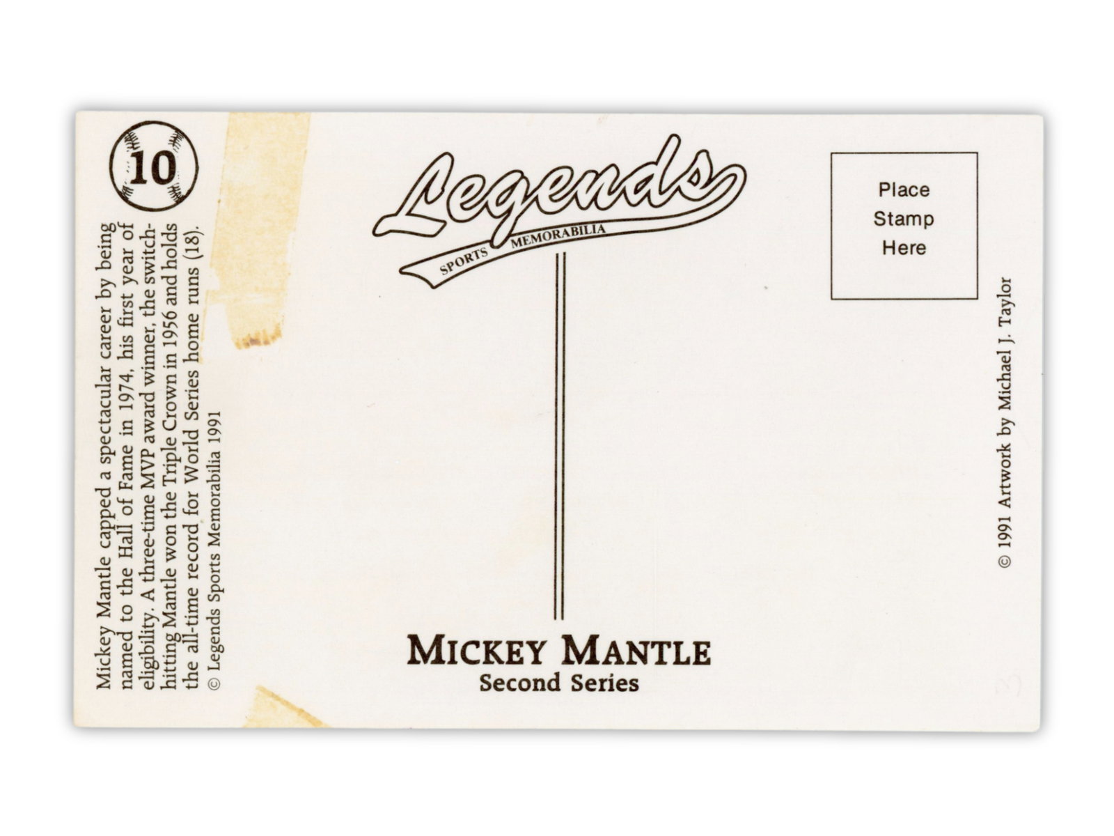 Mickey Mantle Signed Postcard - JSA - 2