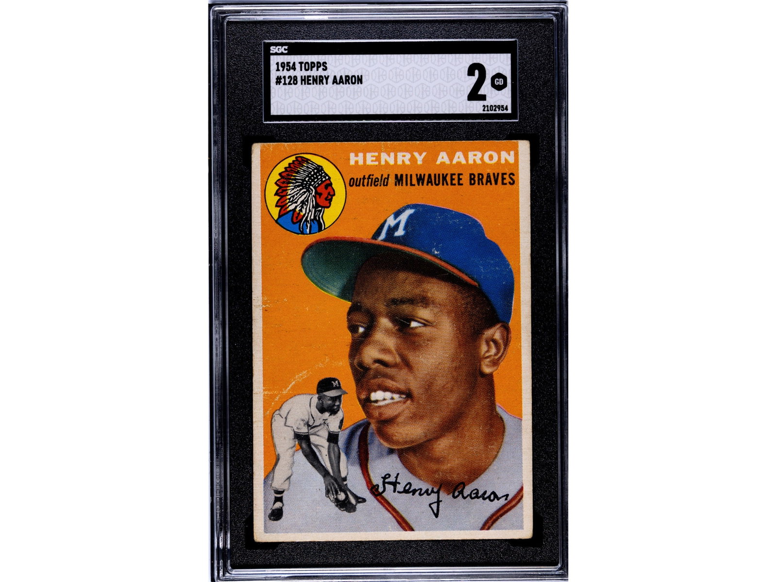 1954 Topps #128 Hank Aaron RC SGC 2 (1 of 2)