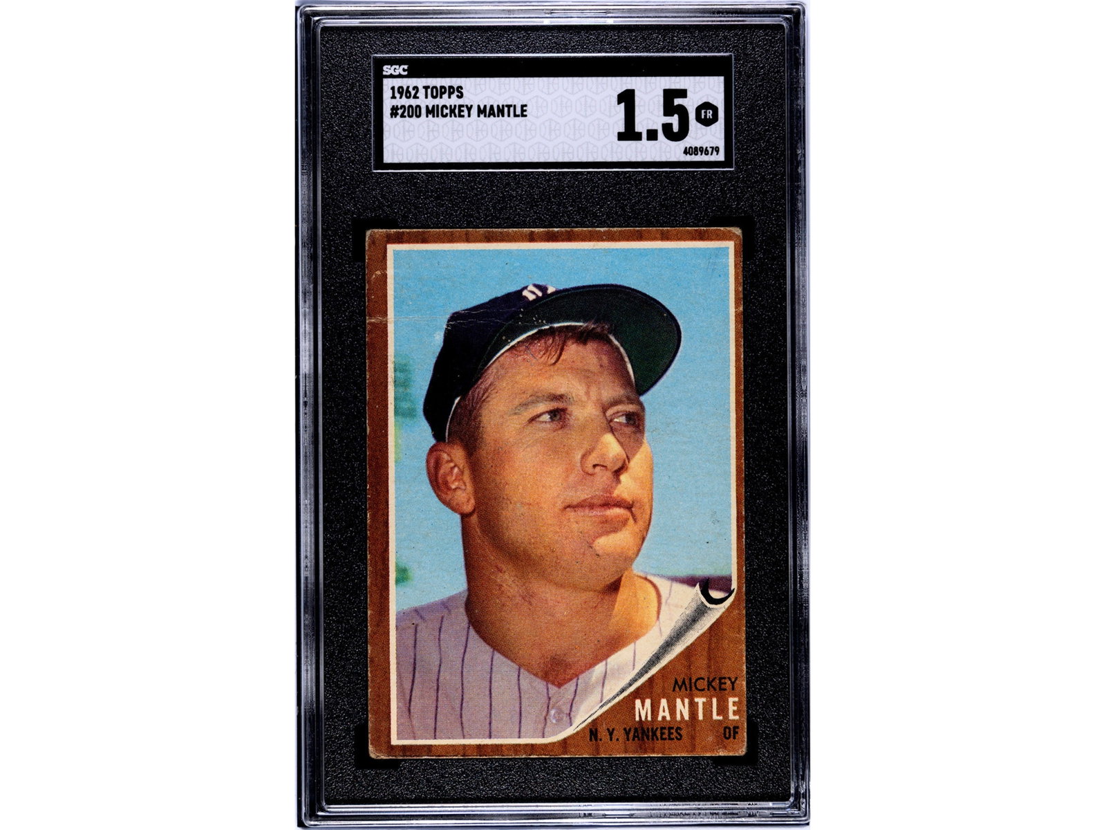 1962 Topps #200 Mickey Mantle SGC 1.5: 1962 Topps baseball card #200 Mickey Mantle, graded SGC 1.5. SGC #4089679 Shipping: Weiss Auctions offers full-service, in-house shipping for nearly all items in this auction. For a shipping quote, pl