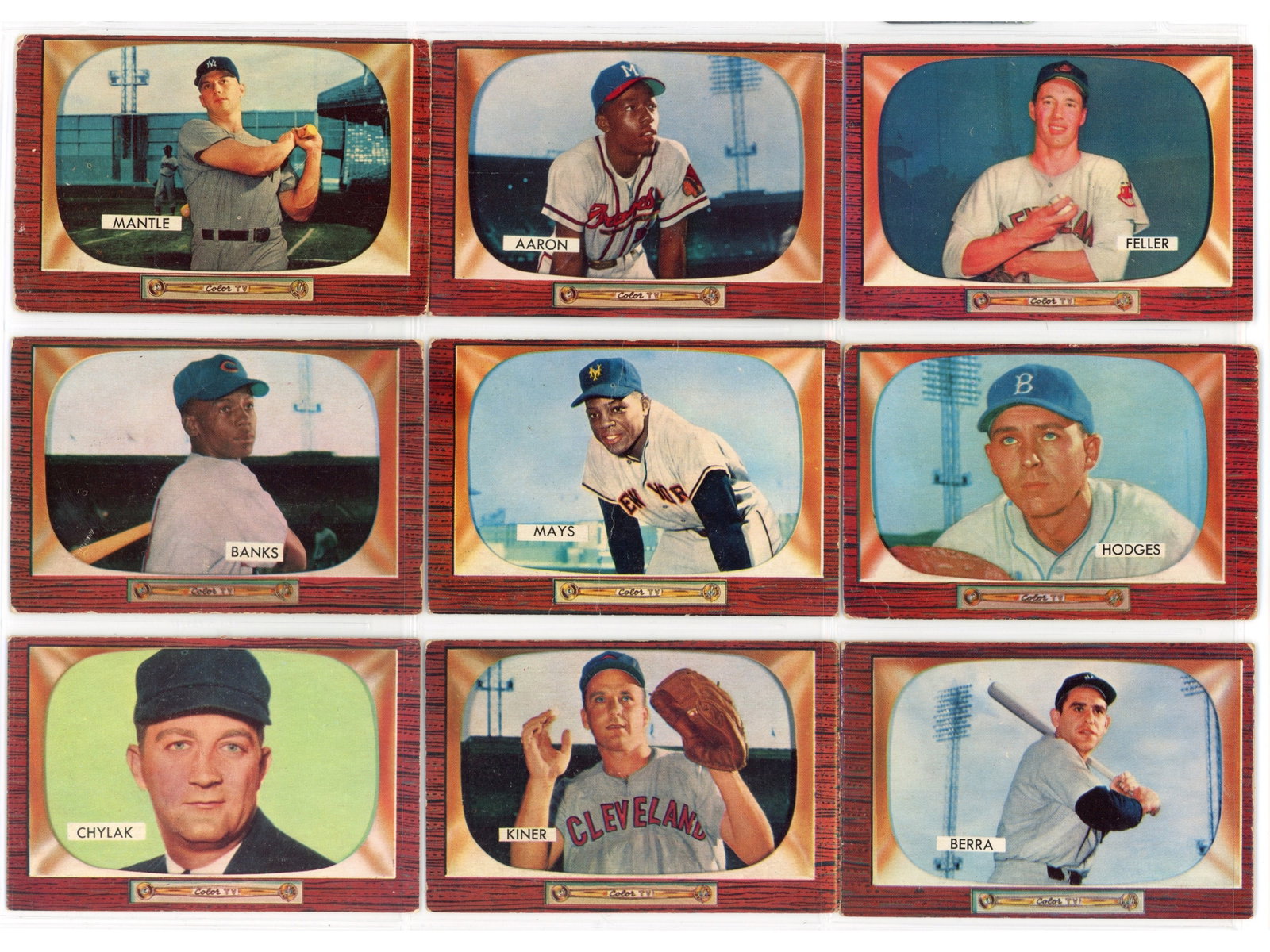 1955 Bowman Baseball Complete Set, 320 Cards: Low Grade, 1955 Bowman Baseball complete 320 card set. Key cards include #1 Hoyt Wilhelm (HOF), #10 Phil Rizzuto (HOF), #22 Roy Campanella (HOF), #23 Al Kaline (HOF), #37 Pee Wee Reese (HOF), #59 Whit