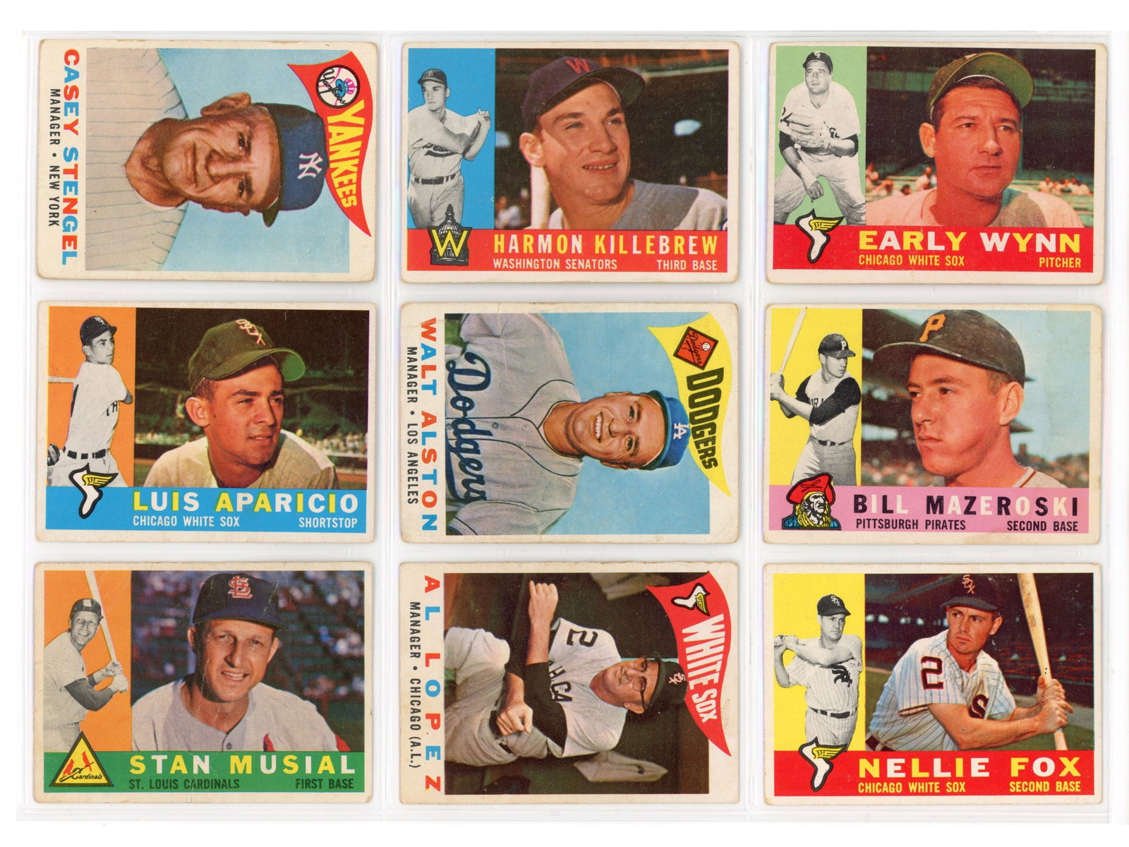 1960 Topps Baseball Card Collection (430) Cards: 1960 Topps Baseball card lot consisting of approximately 430 cards. Lot consists mainly of commons; however, there are a few Hall of Famers including Early Wynn, Bill Mazeroski, Nellie Fox, Harmon Kil