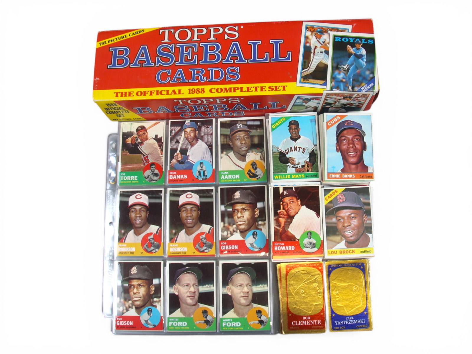 1960's Topps Card Lot with HOF's and More: Lot consists of approx. 225 cards consisting of Topps 1963-1965. Mostly commons, however there are a group of Hall of Famers including Joe Torre, Ernie Banks, Hank Aaron, Frank Robinson, Bob Gibson, W