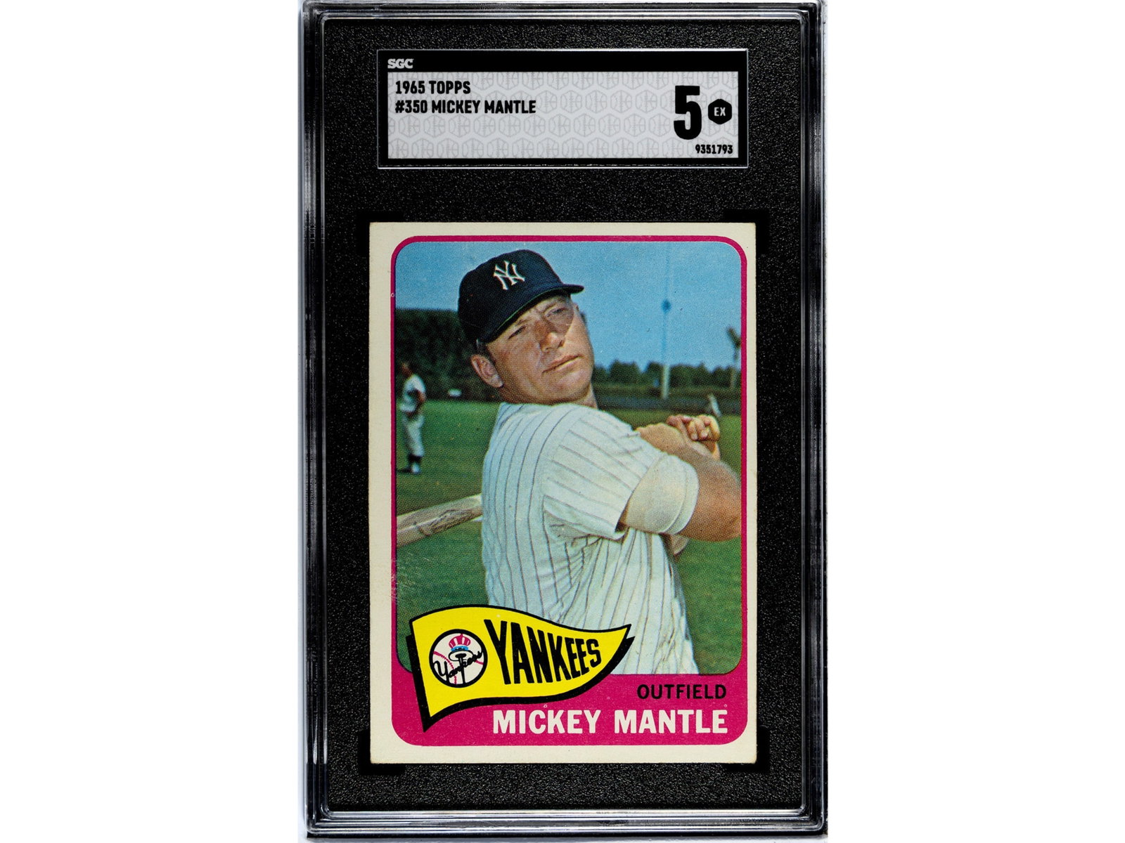1965 Topps #350 Mickey Mantle SGC 5: 1965 Topps #350 Mickey Mantle graded SGC 5. Classic mid-1960s issue of the Hall of Fame New York Yankees legend. Shipping: Weiss Auctions offers full-service, in-house shipping for nearly all items in