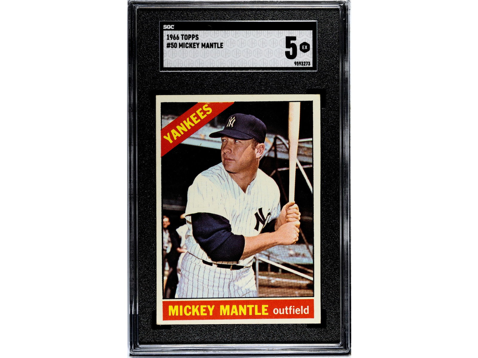 1966 Topps #50 Mickey Mantle SGC 5: 1966 Topps #50 Mickey Mantle graded SGC 5. Strong example of this late-career issue of the Hall of Fame New York Yankees legend. Shipping: Weiss Auctions offers full-service, in-house shipping for nea