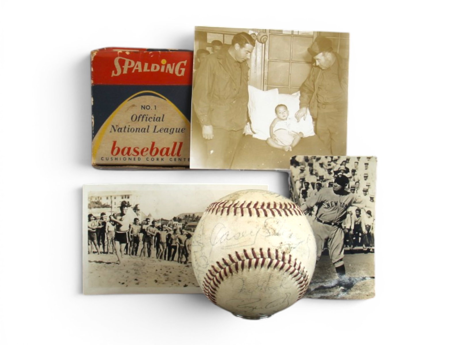 1963 Mets Team Signed Baseball & Early Photos: 1963 New York Mets team-signed baseball featuring 23 total signatures, highlighted by manager Casey Stengel on the sweet spot. Additional signatures include Hall of Famer Duke Snider, Ed Kranepool, an