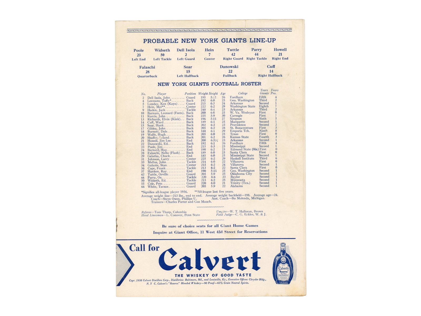 (2) 1938 New York Giants Programs - 4