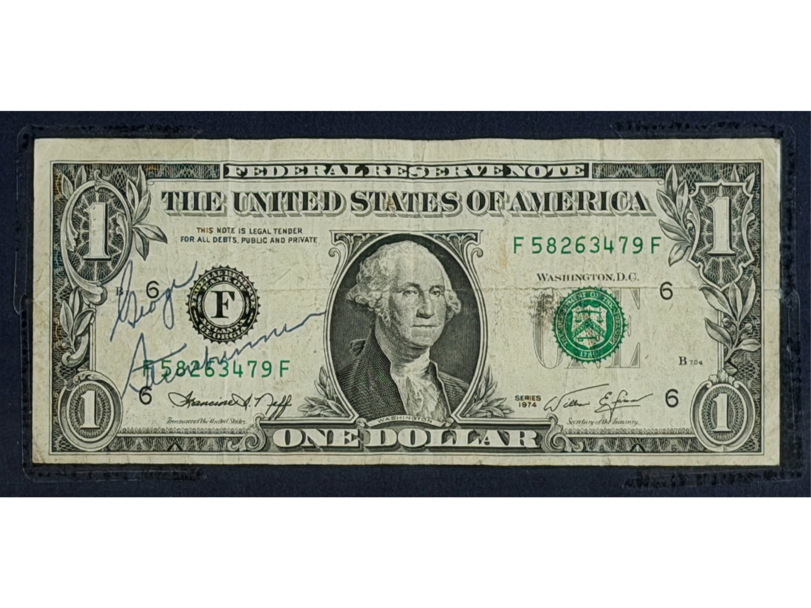 George Steinbrenner Signed One Dollar Bill - 2