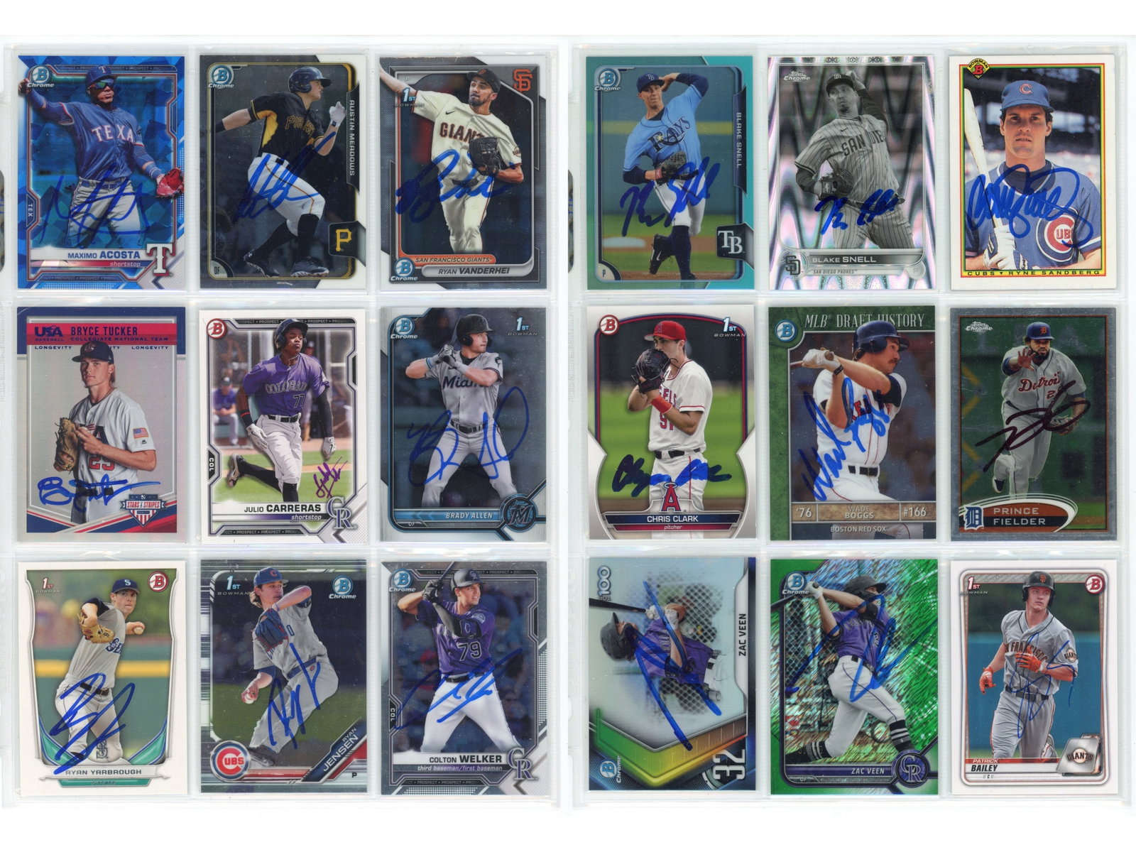 2500+/- Autographed Baseball Cards: Offered is a huge lot of approx. 2500+/- autographed in person modern baseball cards, featuring current stars and mainly minor league prospects. See scans for some of the included. Unfortunately there