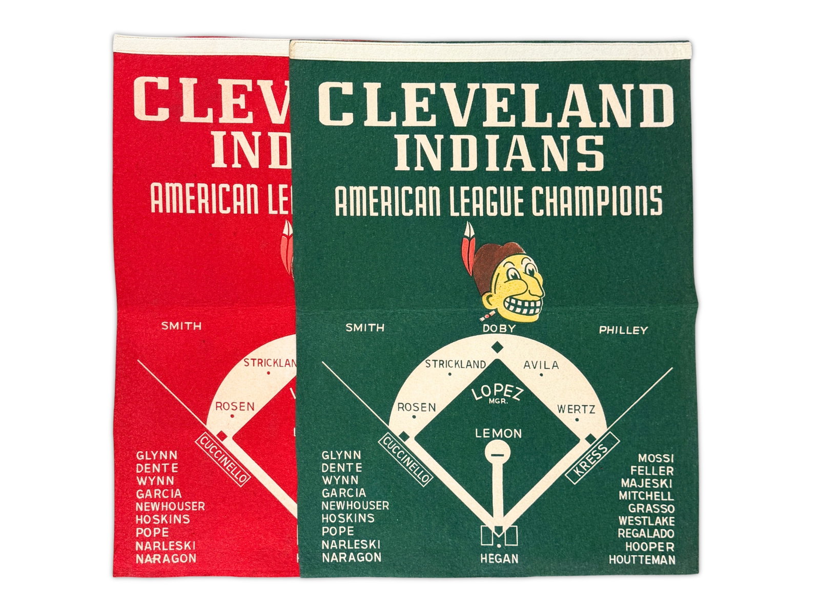 (2) 1954 Indians AL Champs Felts (1 of 3)