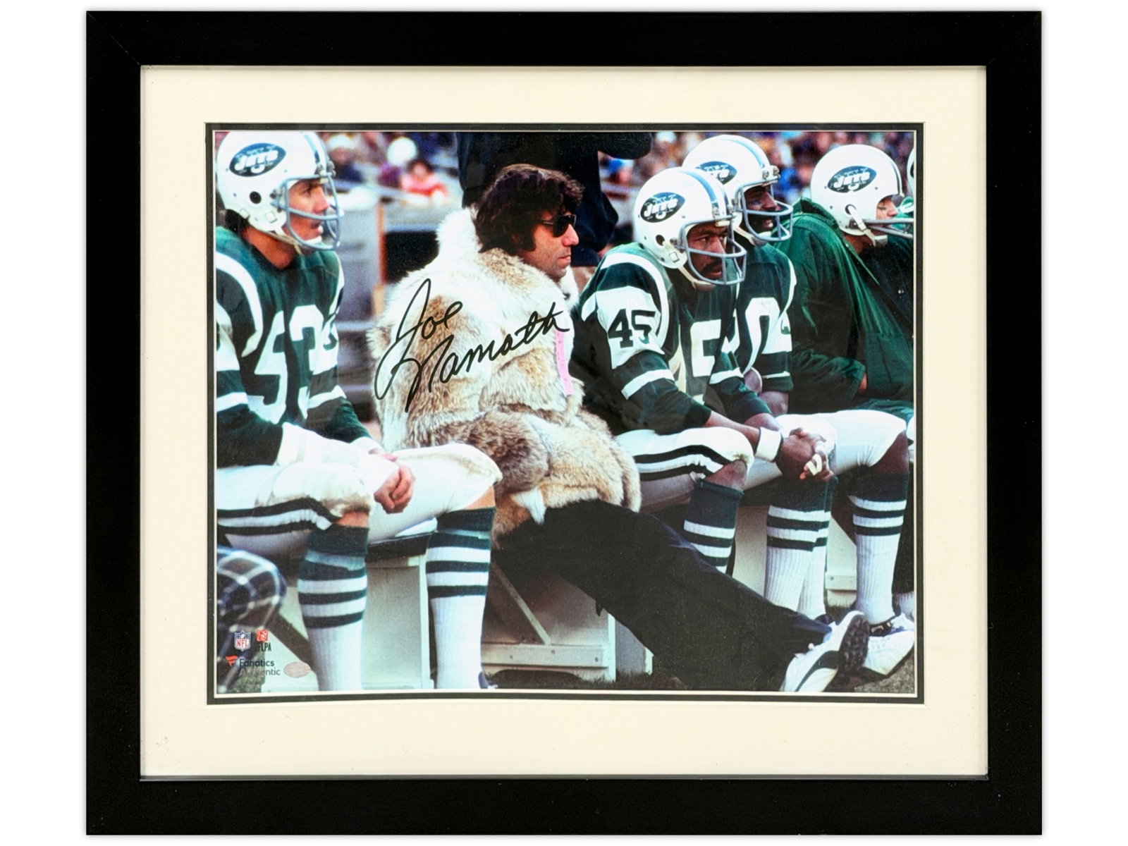 Joe Namath Signed 16 x 20 Color Photo: Joe Namath New York Jets Autographed "Fur Coat" Sideline photo. 16 x 20. Fanatics Authentic with Joe Namath holo affixed. Shipping: Weiss Auctions offers full-service, in-house shipping for nearly all
