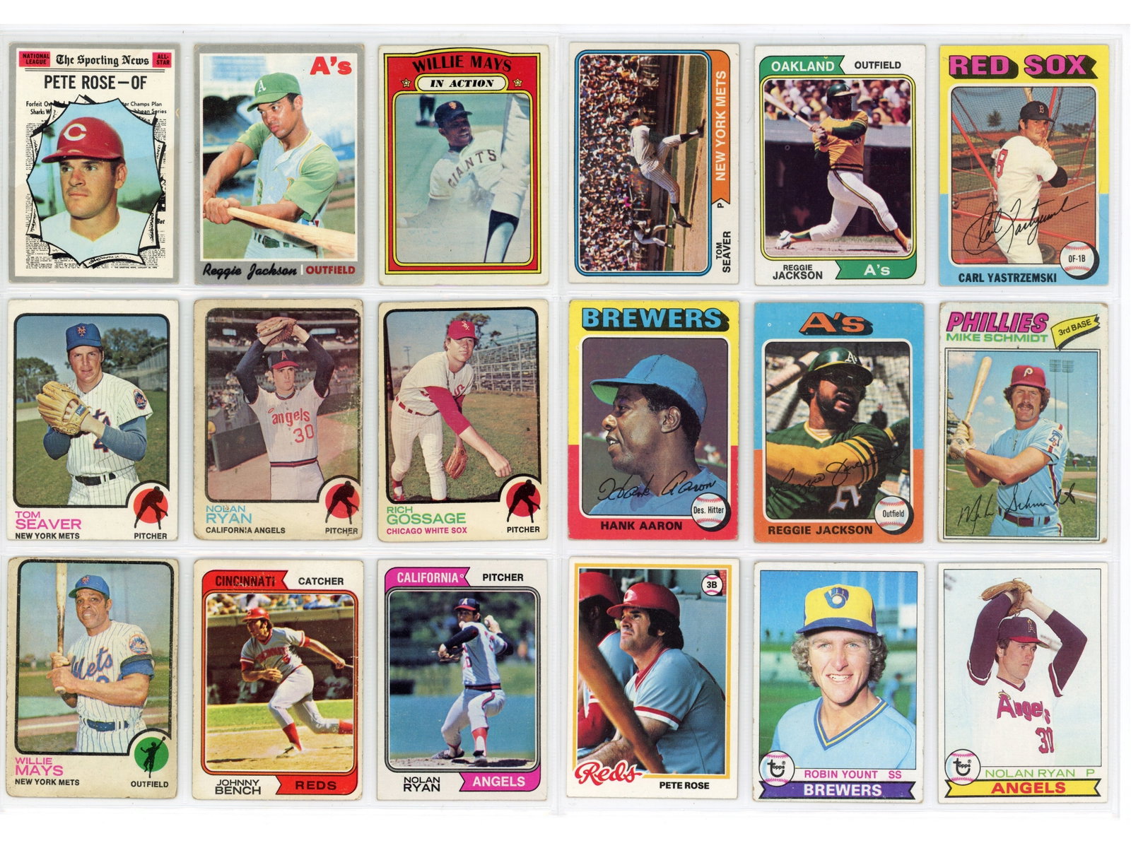 1970-79 Topps Baseball Card Lot: Offered is a 2300+ card collection of Topps Baseball Cards from 1970-1979. Some stars are included as well as mostly commons, along with some duplicates. Stars include: Pete Rose, Reggie Jackson, Will