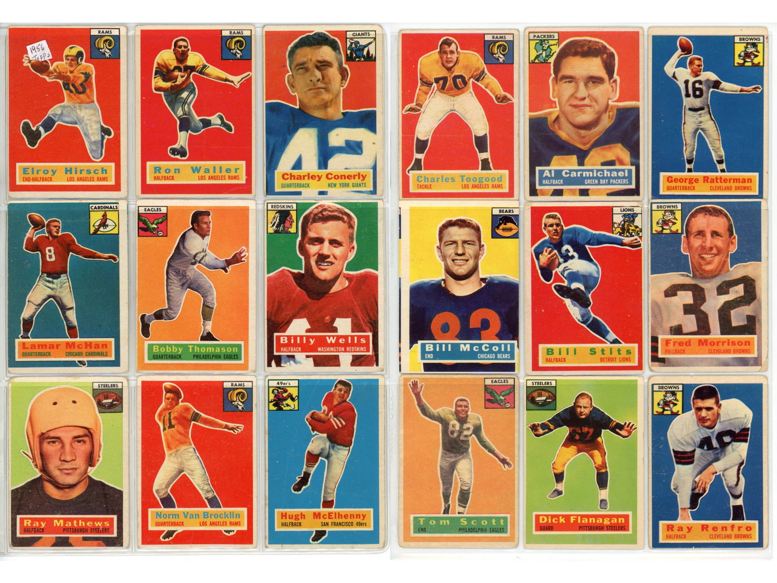 1956-59 Topps Football Card Lot: Offered is a 1950's Topps Football card lot. Includes (69) 1956 Topps cards, (19) 1957 Topps cards, (19) 1958 Topps cards, and (37) 1959 Topps cards. Consists of mainly commons. Most show edge and cor