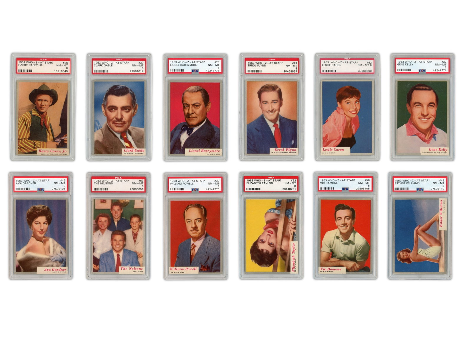 1953 Topps Who-Z-At Star? Complete Set PSA Graded: High Grade Complete Set of 1953 Topps Who-Z-At Star all PSA Graded. PSA 6 Card #'s 13, 42, 48, 50, 54, & 61 PSA 7 Card #'s 1-2, 4, 6, 9-10,16, 19, 21-22, 24, 27, 29, 32, 34, 36, 41, 44, 47, 60, 63-64,