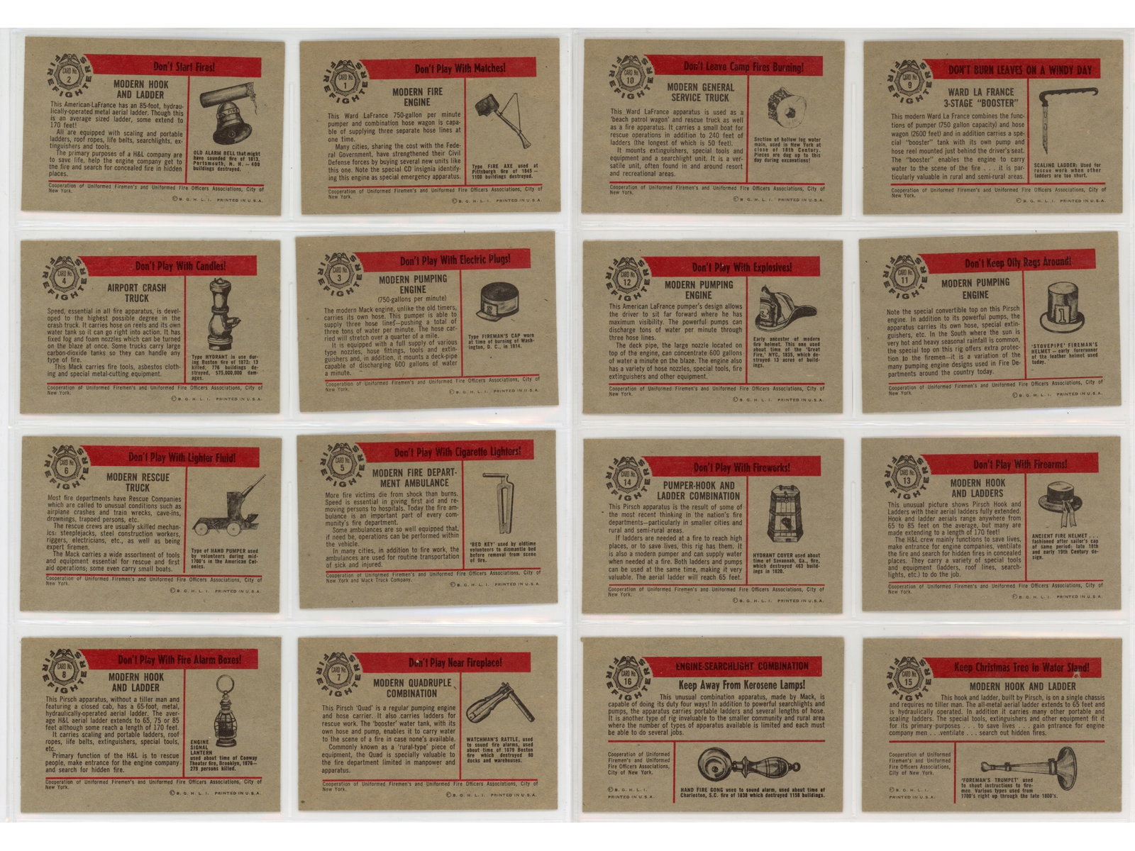 1953 Bowman Firefighters (3) Partial Sets - 2