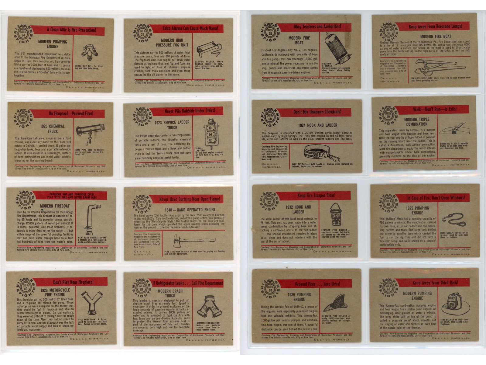 1953 Bowman Firefighters (3) Partial Sets - 6