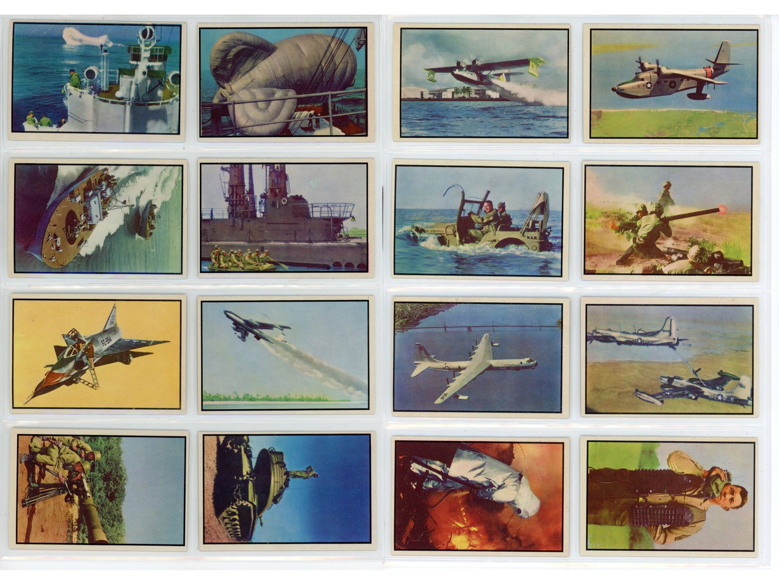 1954 Wings Near Set & Power for Peace: Group includes a 1954 The Topps Company Wings near set consisting of 189 of 200 cards, missing numbers 51, 108, 115, 121, 138, 150, 162, 169, 176, 193, and 197, together with a complete 1954 Bowman Gu