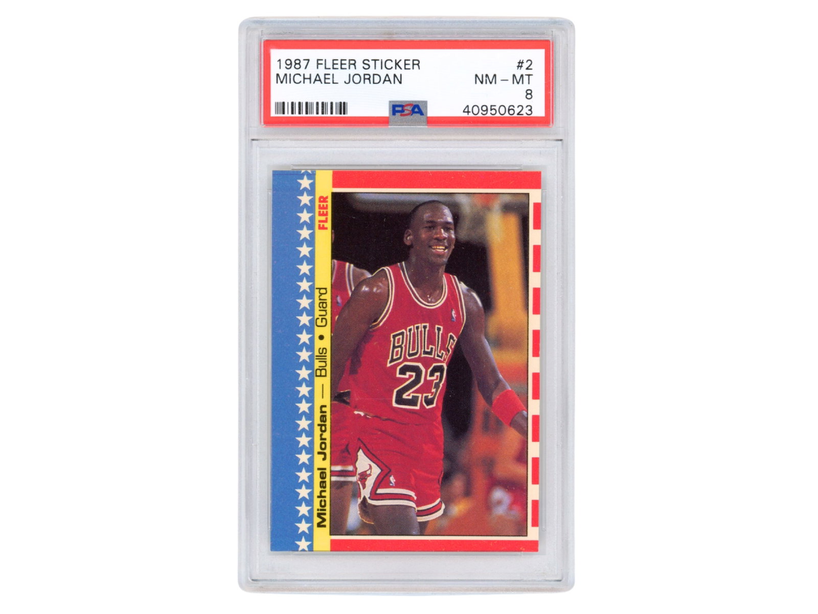1987 Fleer Sticker #2 Michael Jordan PSA 8 (1 of 2)