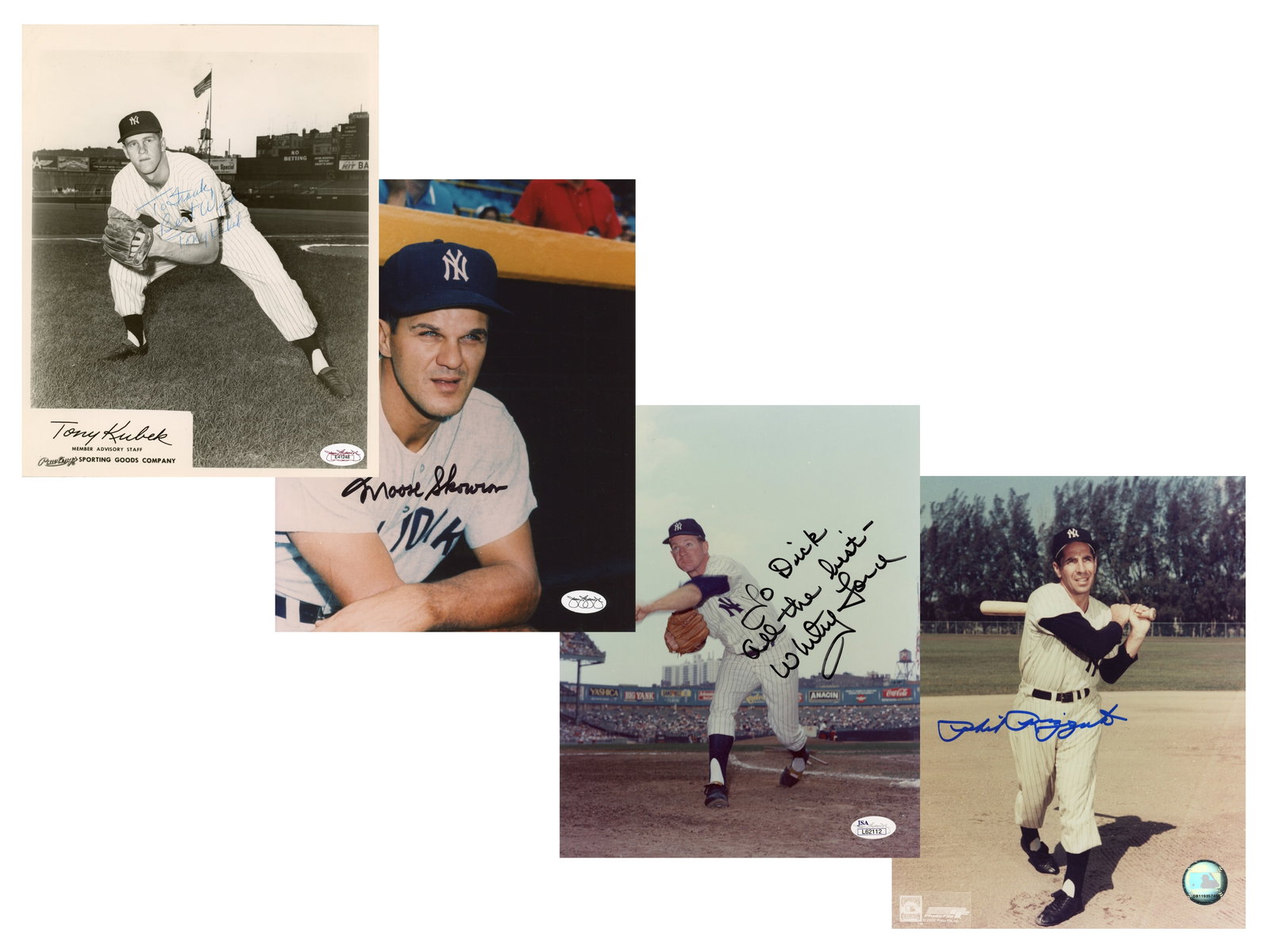 (250+) 1950s Yankees Autographs: Large collection of more than 250 New York Yankees autographs from the 1950s. Majority are signed 8x10 photographs including Phil Rizzuto, Whitey Ford, and many others. Some items carry PSA authentica