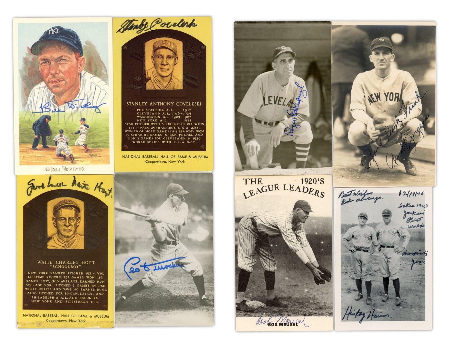 (80+) Yankees Autographs 1920s-40s: Collection of more than 80 New York Yankees autographs dating from the 1920s through the 1940s. Includes signatures from players such as Bill Dickey, Waite Hoyt, Leo Durocher, and others, with several