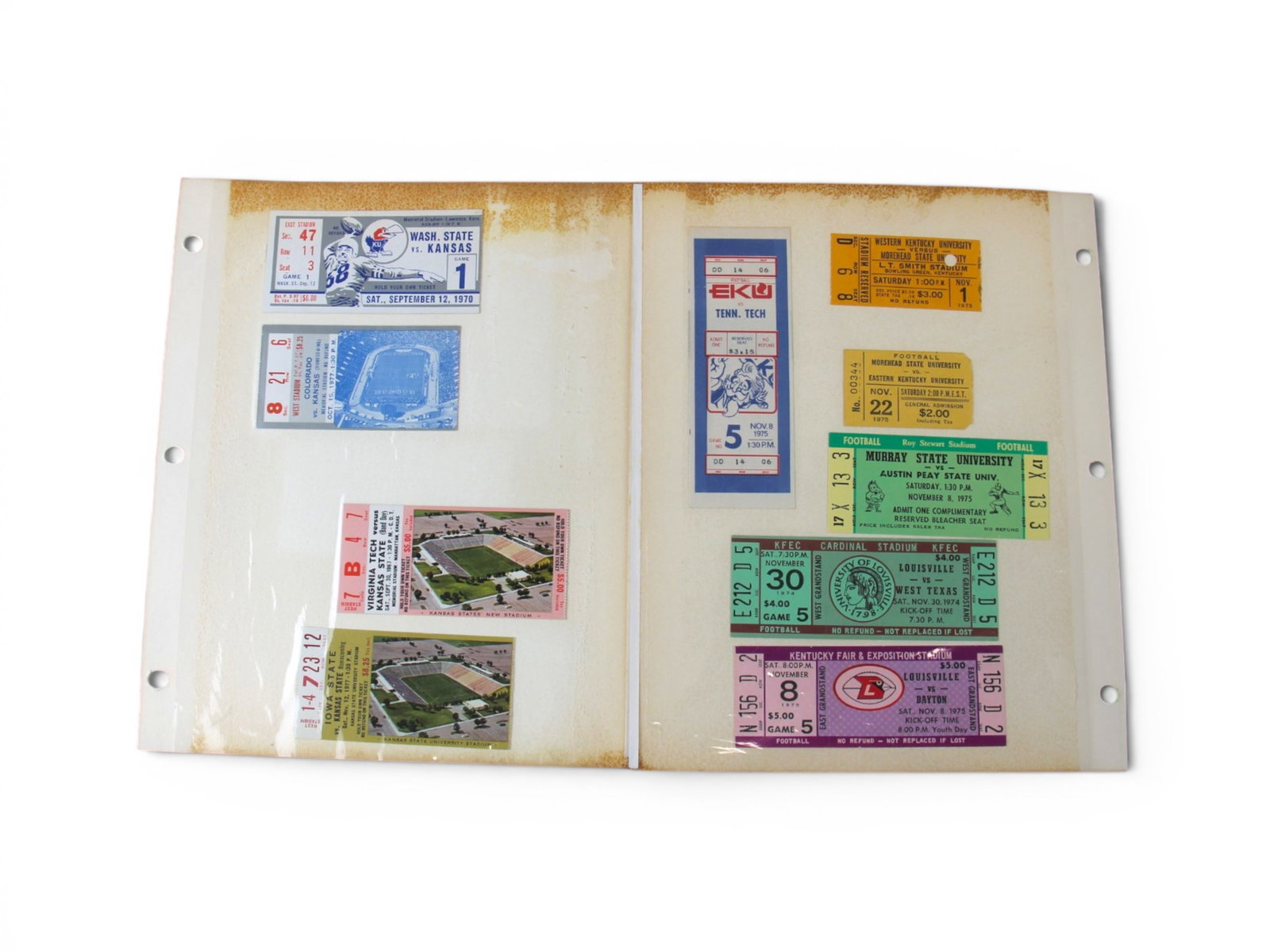 Large Ticket Collection: Approximately 600 tickets, primarily stubs, covering a wide range of sports with emphasis on the Midwest and South. Includes college football, professional football, minor league events, basketball, a