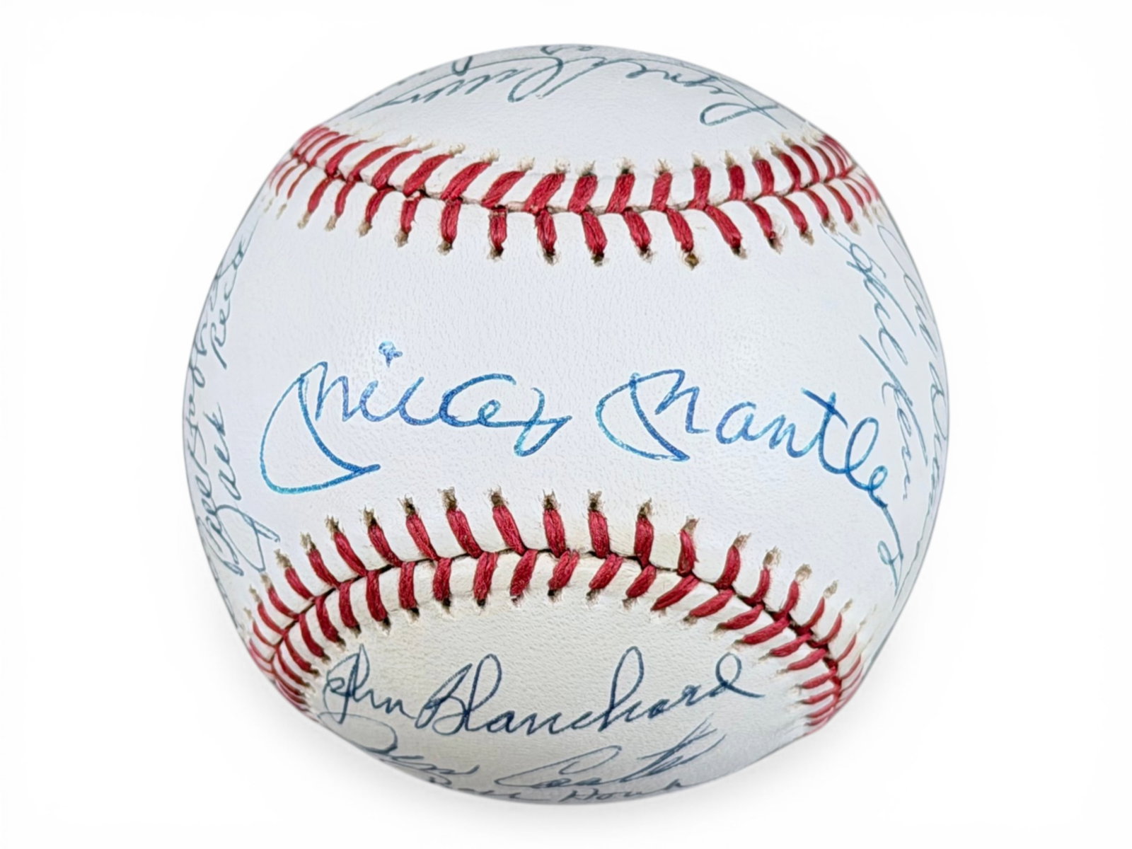 1961 Yankees Team Signed Baseball - JSA: Official American League Bobby Brown model baseball signed by 21 members of the 1961 World Series Champion New York Yankees reunion team. Signatures include Hall of Famer Mickey Mantle on his own on t