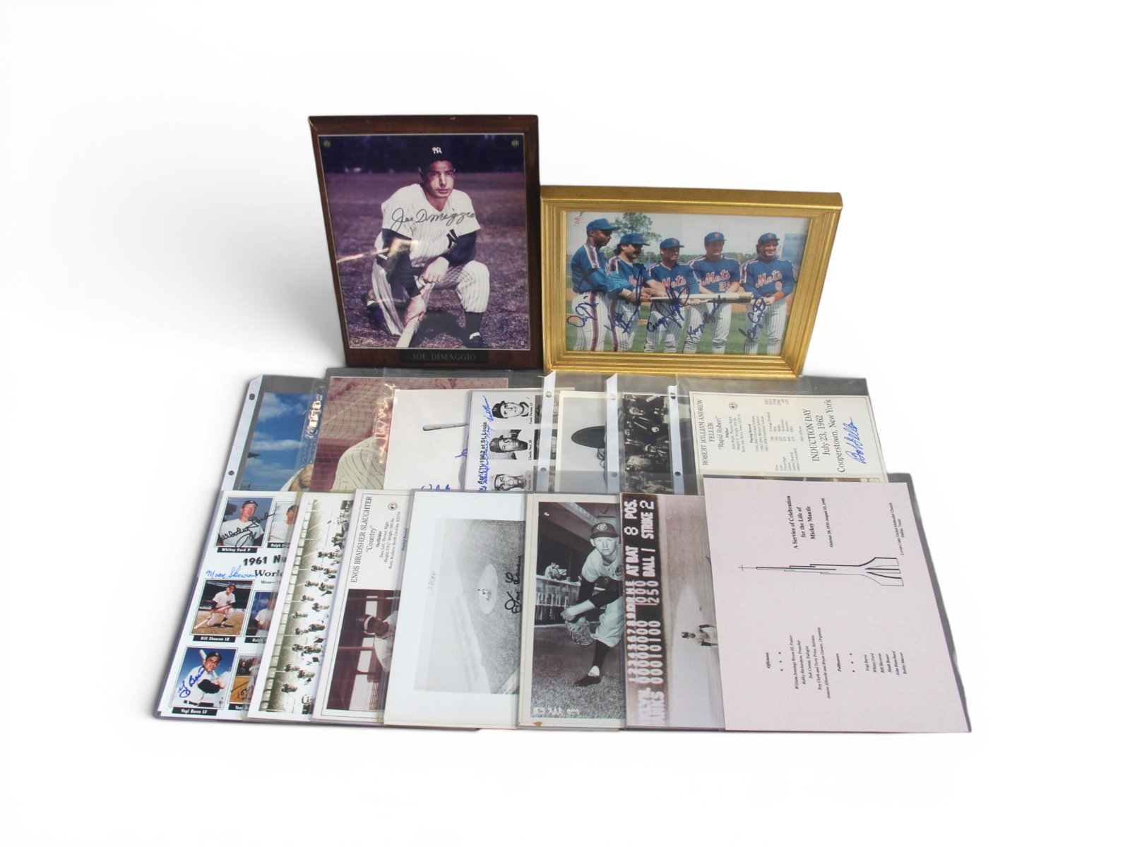 25+ Signed New York Baseball Photographs: 25+ signed New York baseball-related photographs, primarily 8x10s, including examples attributed to Yogi Berra, Don Larsen, Joe DiMaggio, Enos Slaughter, Hoyt Wilhelm, Whitey Ford, Don Mattingly, and 