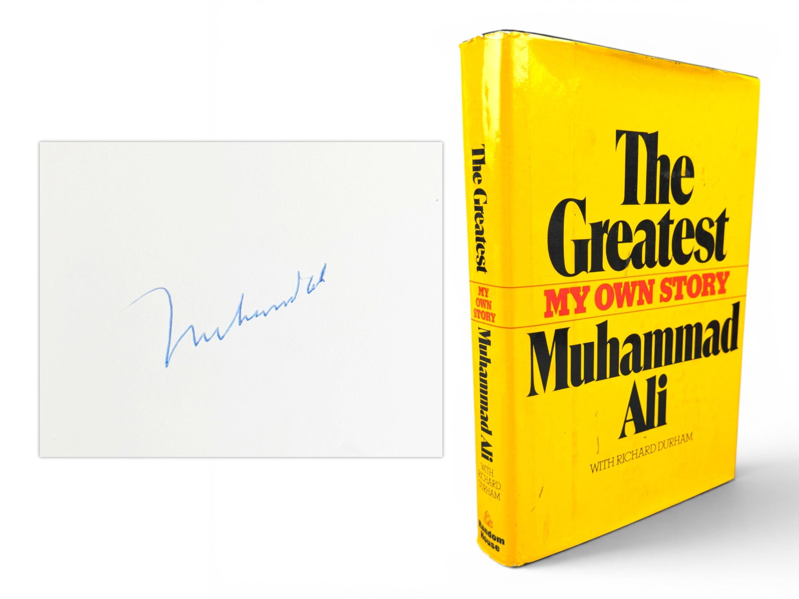 Muhammad Ali - The Greatest (Signed, 1975): Muhammad Ali. The Greatest: My Own Story. First edition, 1975, in original dust jacket. Signed by Ali on the half-title page. A nice clean copy. From the lifetime boxing collection of Paul McKenna. Sh