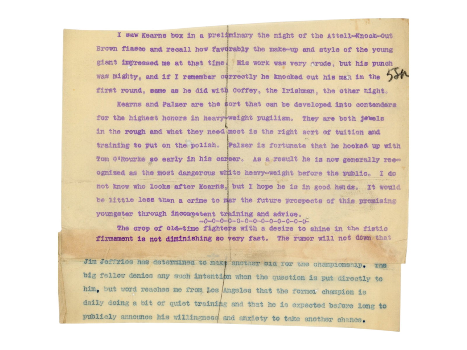 James J. Corbett Signed Manuscript - JSA - 16