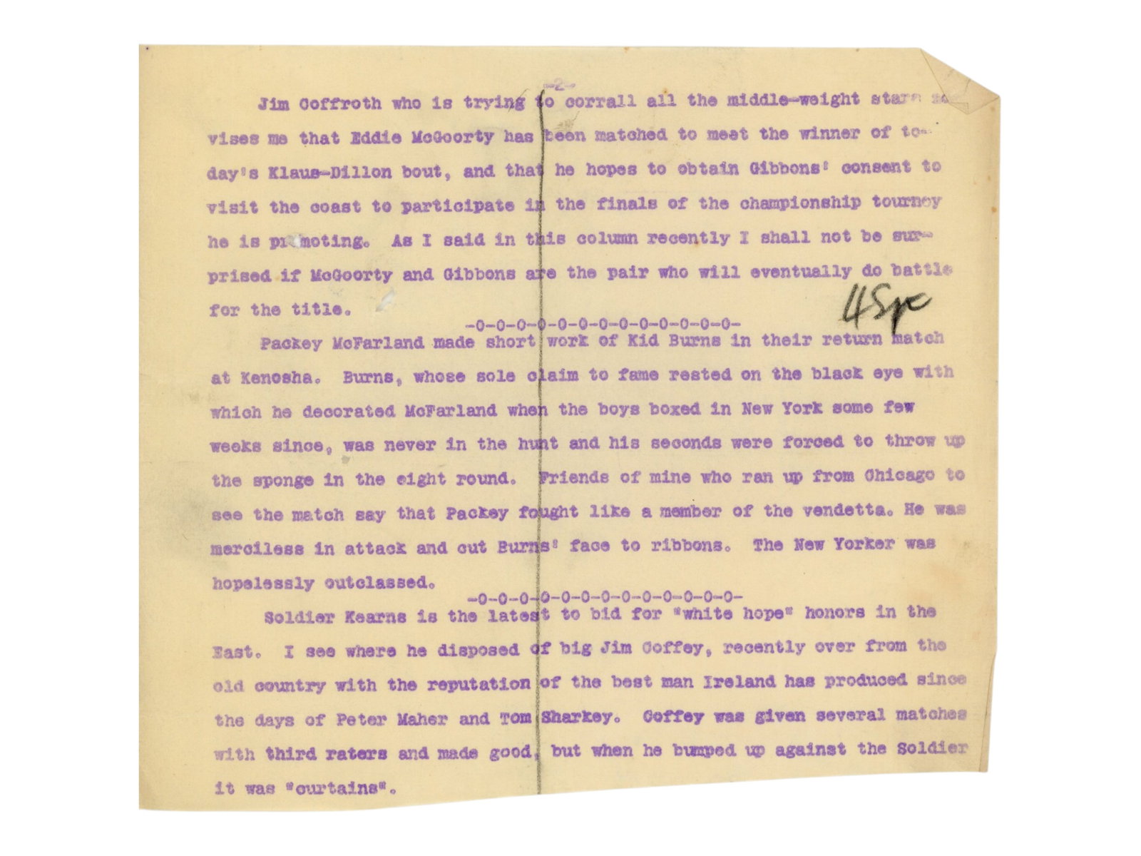 James J. Corbett Signed Manuscript - JSA - 17