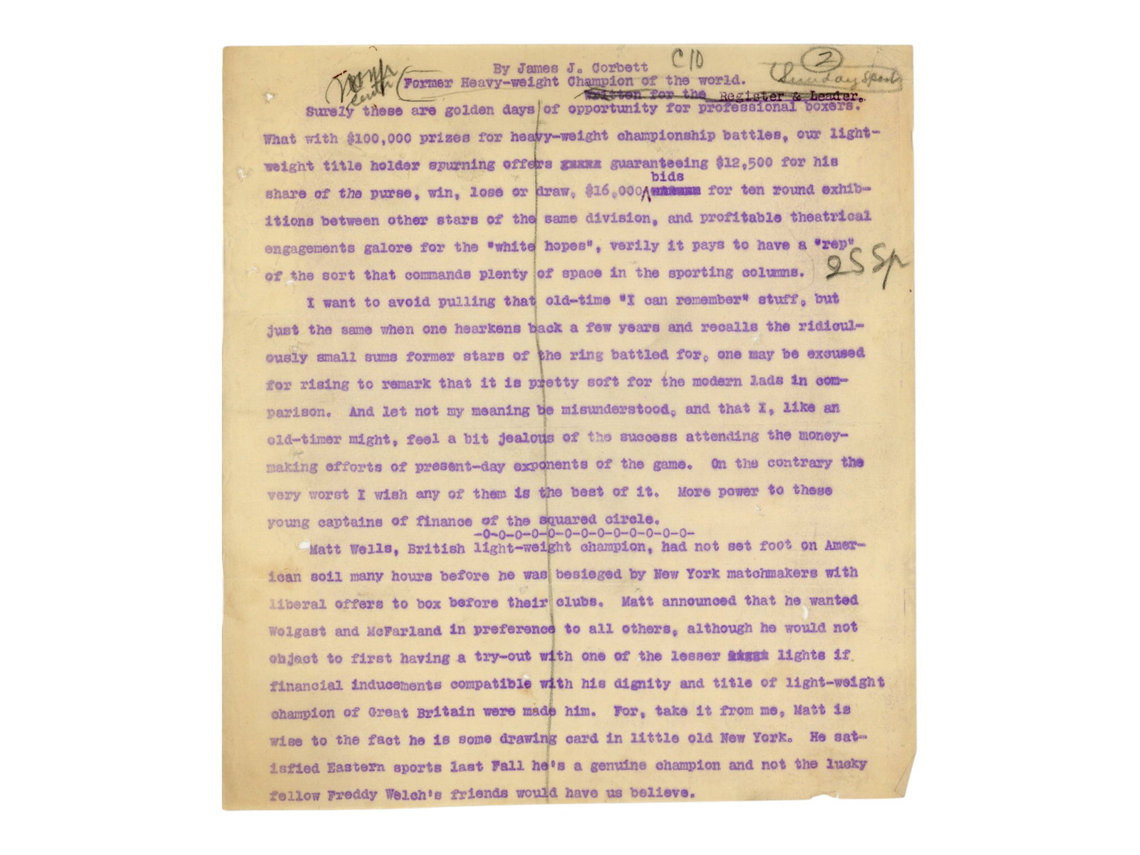 James J. Corbett Signed Manuscript - JSA - 5