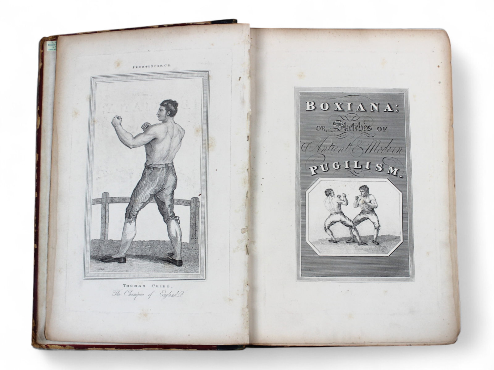 Pierce Egan. Boxiana of the Sketches: Scarce Collection of Plates Only Bound in One Volume in 1848. 8" x 11 1/2" volume comprising the plates from Boxiana or Sketches of Ancient & Modern Pugilism. Plates are clean and crisp. Spine wear