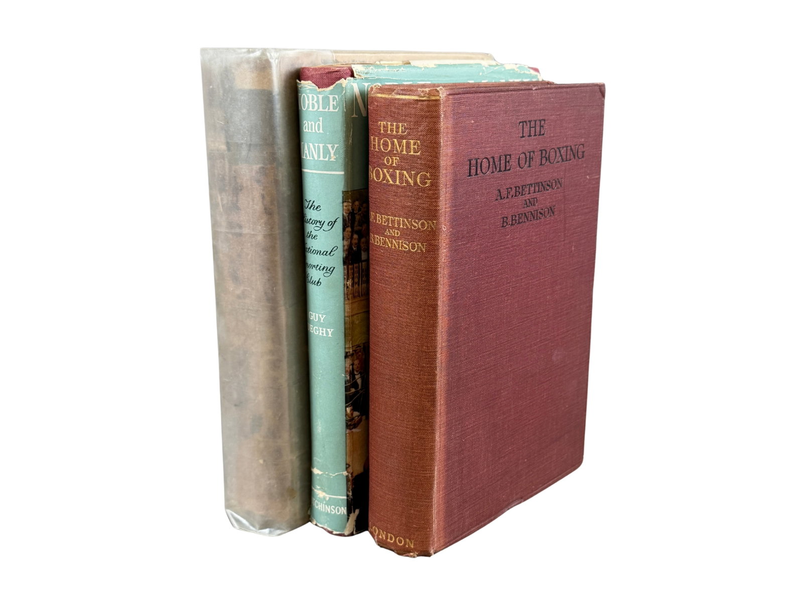 (3) National Sporting Club Boxing Books: (3) Books related to the National Sporting Club, including Noble and Manly Sport by Guy Deghy in dust jacket, The Home of Boxing by A. F. Bettinson and B. Bennison, and The National Sporting Club Past