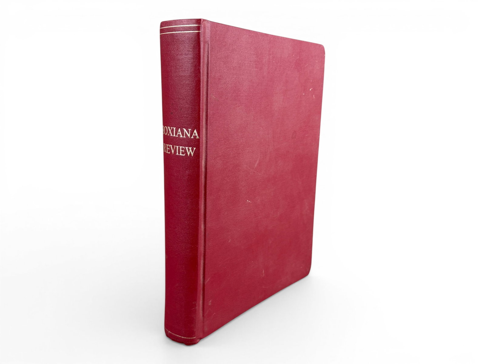 Boxiana Review Bound Vol Issues 1-12: Bound volume of Boxiana Review containing Issues 1-12, nicely bound in red. Early boxing publication offering coverage and commentary on the sport during its formative years. Shipping: Weiss Auctions 