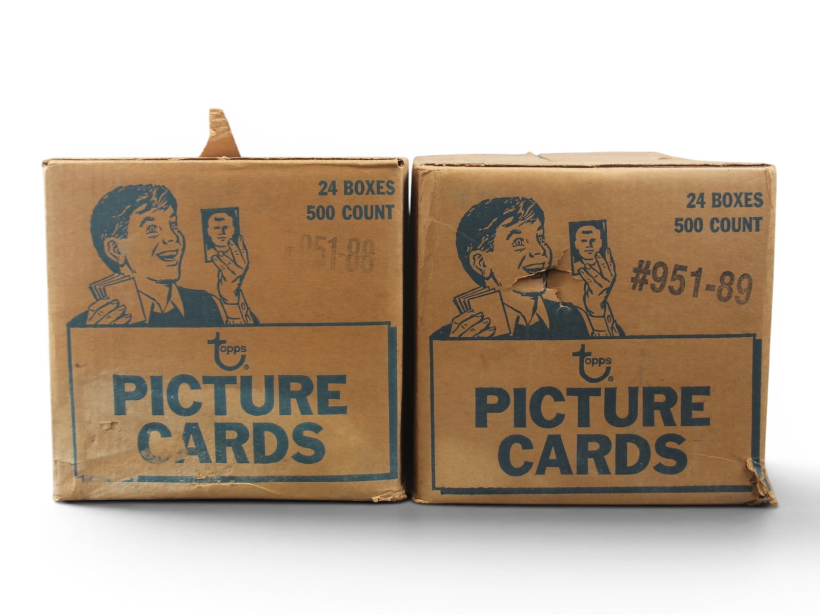 1988 & 1989 Topps Baseball Vending Cases: 1988 and 1989 Topps Baseball Vending Cases, each with Twenty-Four 500 Count Boxes. Possible key cards from the 1988 set include: Tom Glavine Rookie, Nolan Ryan, 2nd year cards of Barry Bonds, Bo Jacks