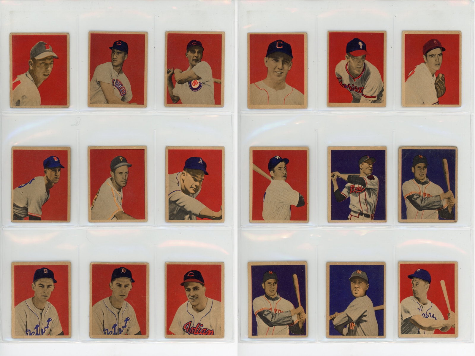 (126) 1949 Bowman Baseball Cards: Group of (126) 1949 Bowman baseball cards. Mixed condition with some examples showing paper loss. Features many stars including Pee Wee Reese, Robin Roberts, Phil Rizzuto, Bob Lemon, and others. See s