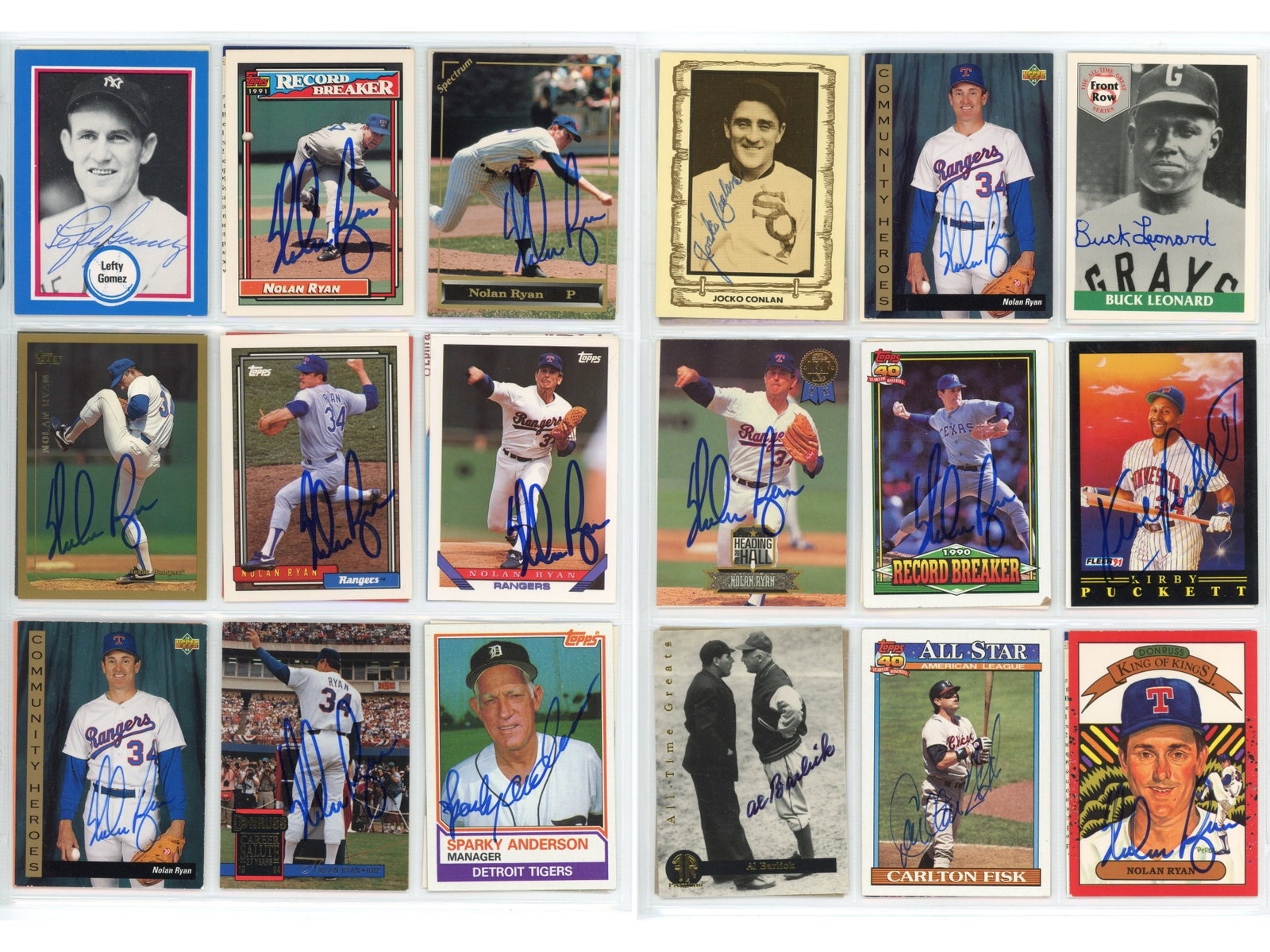 (100+) HOF Signed Baseball Card Lot: Large group of over 100 signed baseball cards, many from reprint series or later issues, featuring numerous Hall of Famers with multiple examples of several players. Includes Nolan Ryan, Lou Brock, Ji