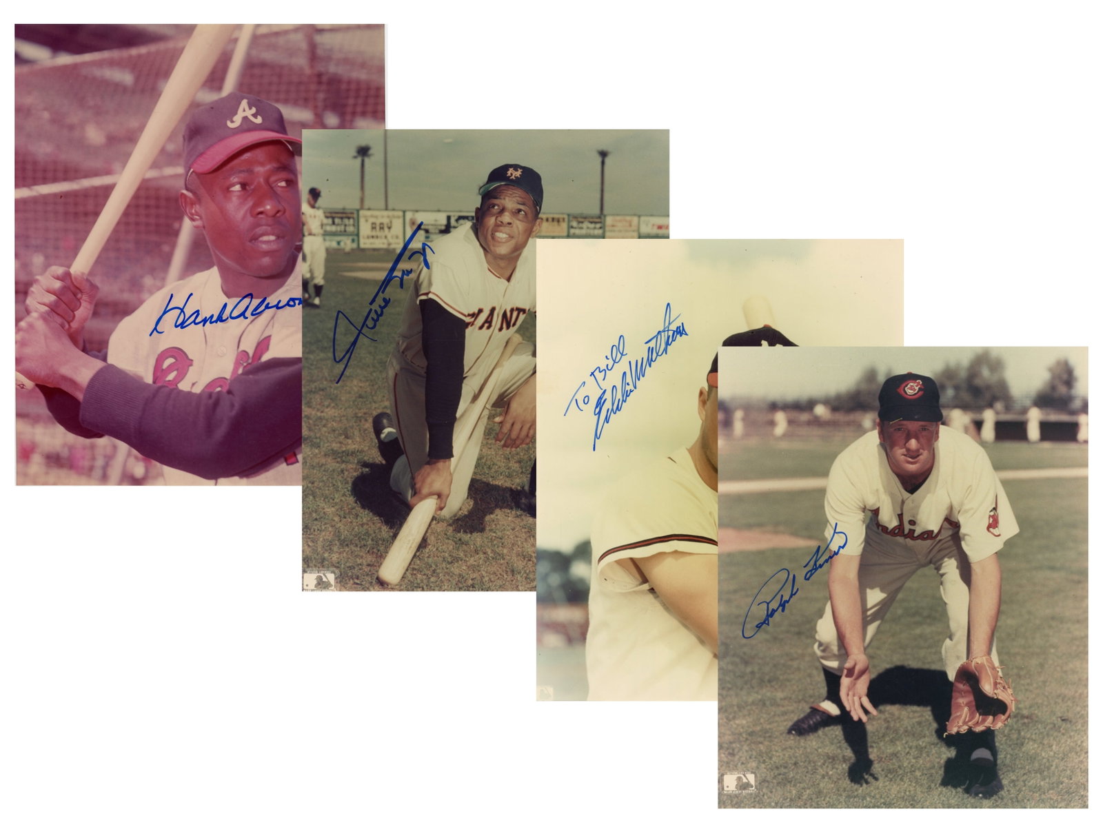 (100+) HOF Signed 8x10 Photo Collection: Large group of 100+ signed items including mostly color 8x10 photographs along with Hall of Fame stat sheets and related pieces. Signers include Hank Aaron, Willie Mays, Eddie Mathews, Warren Spahn, D