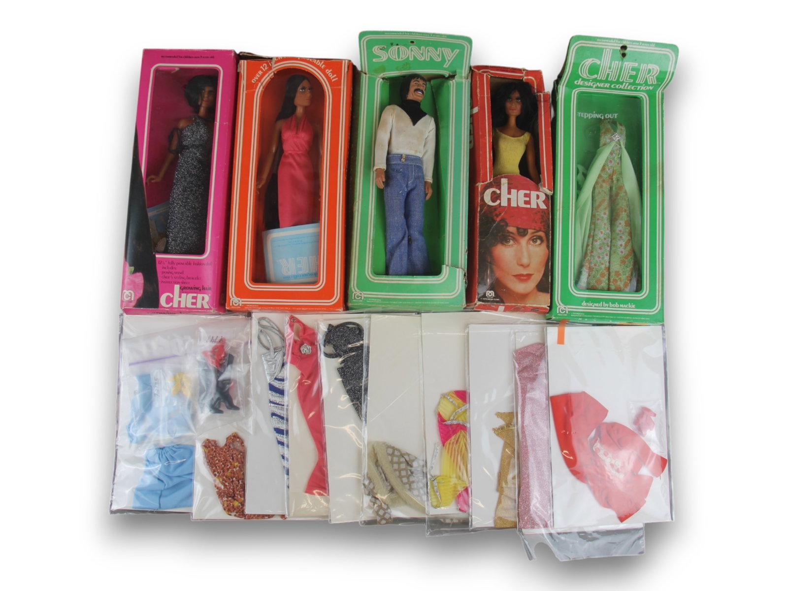 Vtg Mego Cher & Sonny Doll Lot & Fashion Outfits (1 of 8)