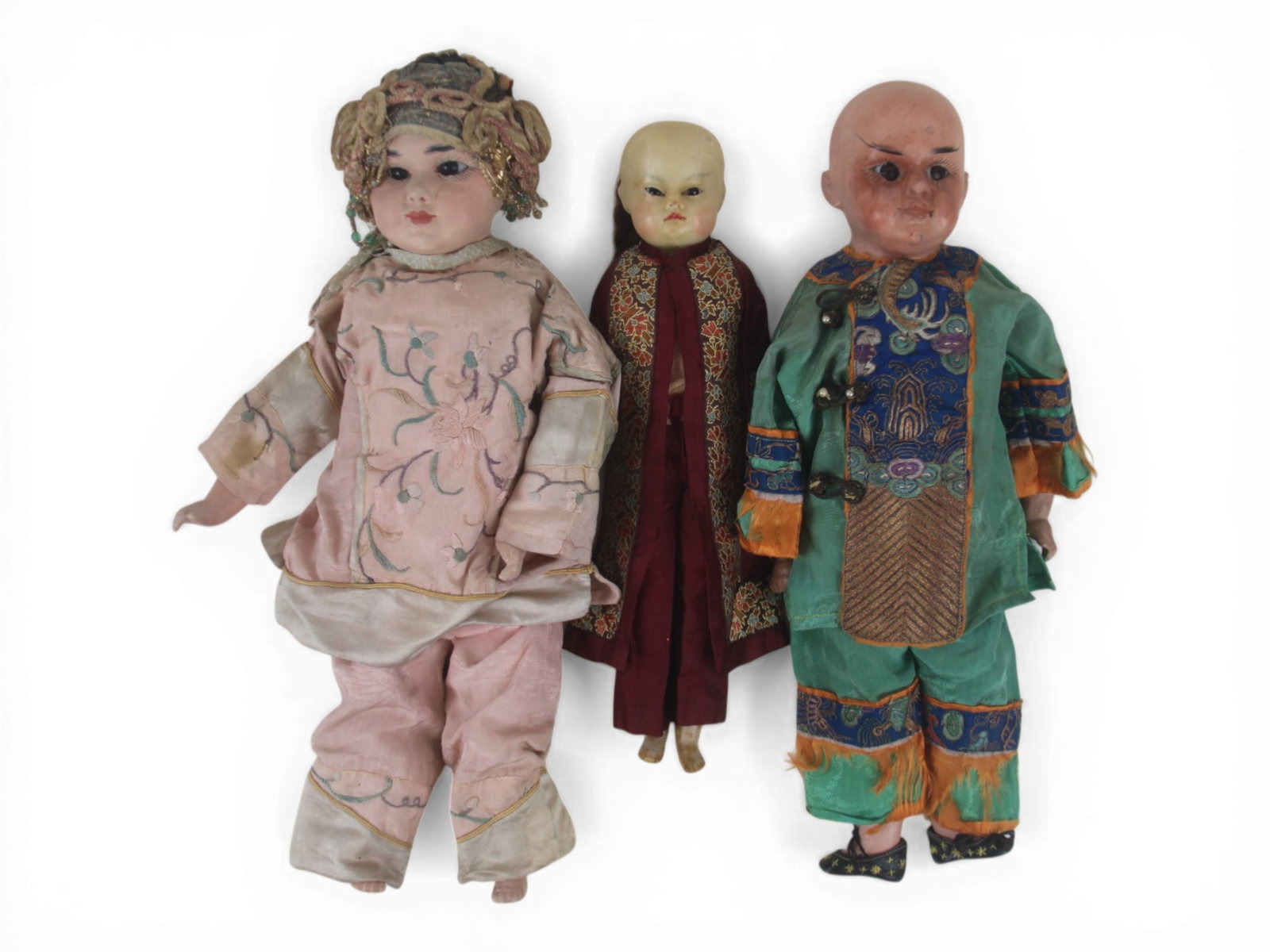 (3) German Dolls in Asian Silk Costumes (1 of 14)