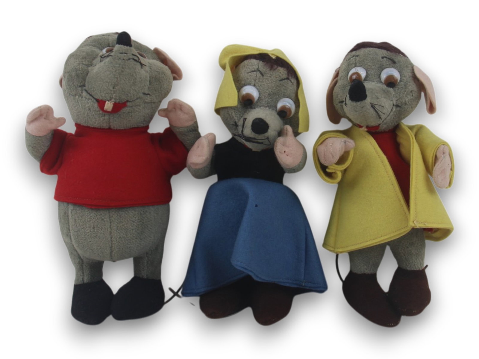 Cinderella. Mice Vintage Doll Set of (3): Each approx. 8" tall with glass eyes. Circa 1960's. Shipping: Weiss Auctions offers full-service, in-house shipping for nearly all items in this auction. For a shipping quote, please contact us prior 