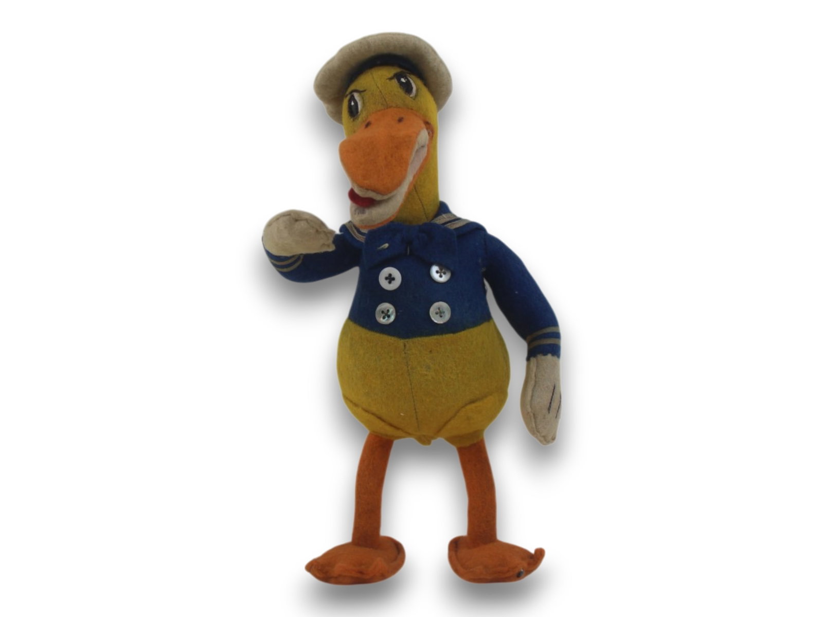 Donald Duck Vintage Felt Doll: 10" tall Long Billed Donald Duck Felt Doll with Hand Painted Eyes. Shipping: Weiss Auctions offers full-service, in-house shipping for nearly all items in this auction. For a shipping quote, please co