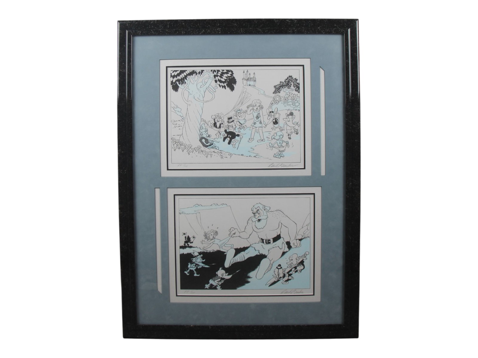 Carl Barks, Signed LE Litho Printers Proof Set: Carl Barks "Before He Became the Duck Man", Snow White and the Seven Dwarfs limited edition litho Publisher's Proof set of 2. Each piece is hand signed in pencil by Carl Barks, and each is pencil numb