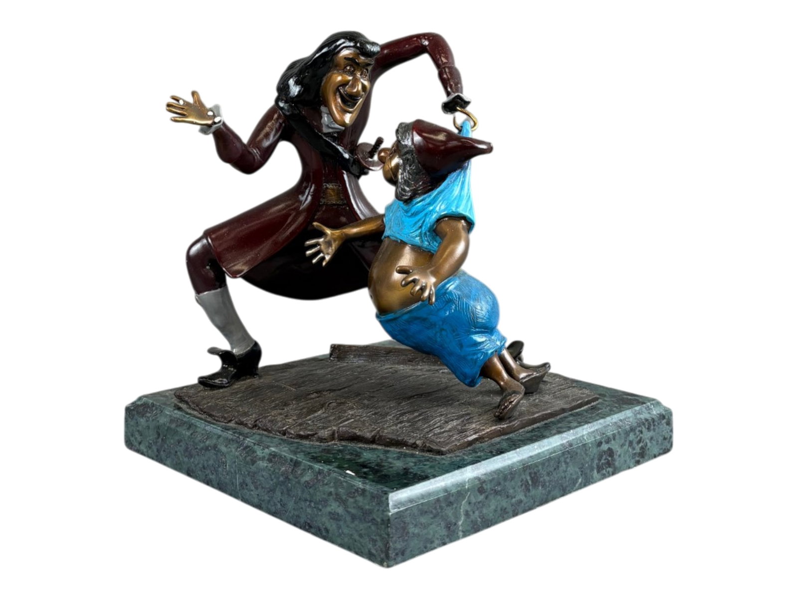 Disney, Captain Hook & Smee Bronze, Ltd Ed: Signed and numbered, limited edition Disney Bronze by Frank Thomas and Ollie Johnston. Titled "Bring Tinker Bell To Me". Depicts Captain Hook grabbing a timid Mr. Smee by the back of his shirt. Number