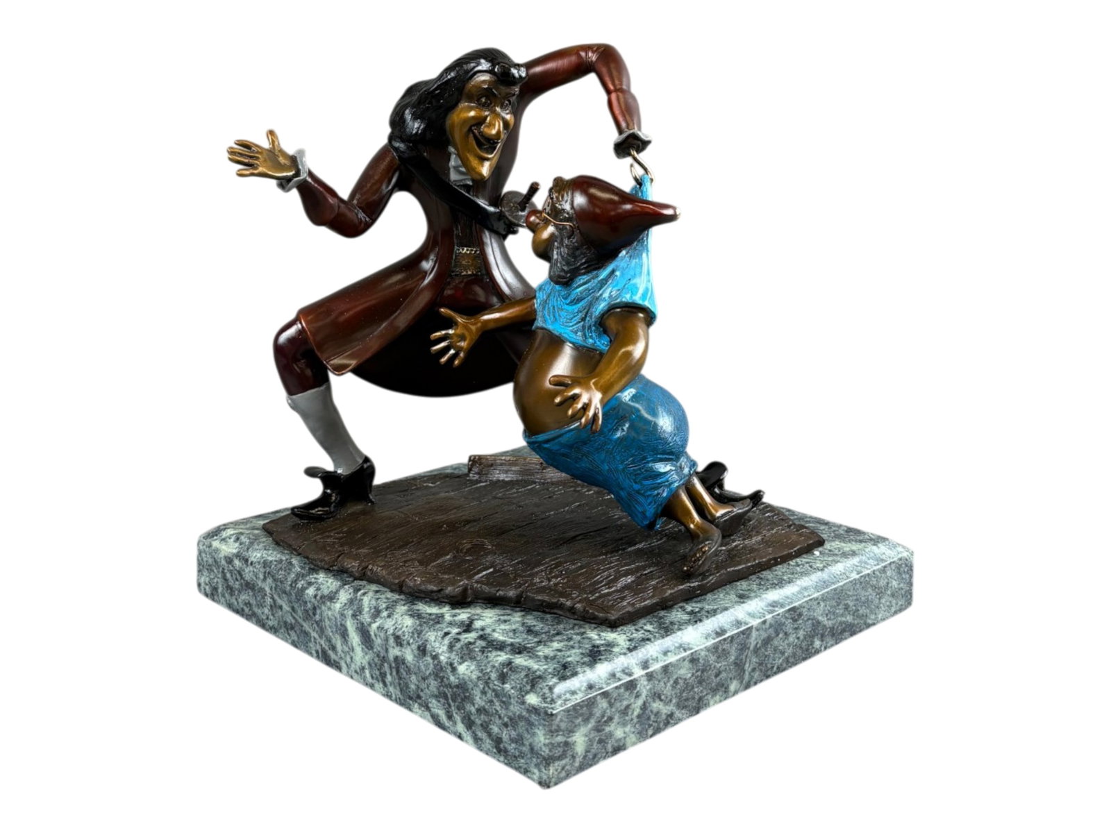 Disney, Captain Hook & Smee Bronze, Ltd Ed: Signed and numbered, limited edition Disney Bronze by Frank Thomas and Ollie Johnston. Titled "Bring Tinker Bell To Me". Depicts Captain Hook grabbing a timid Mr. Smee by the back of his shirt. Number