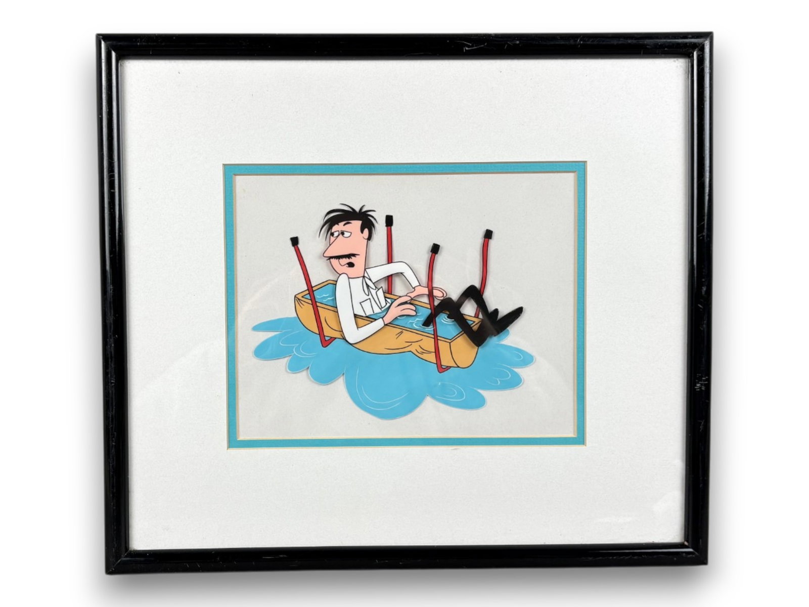 Clyde Crashcup Production Cel, Circa 1960's: Cel image approx. 8" x 6", overall frame size approx. 16.5" x 14.5". Shipping: Weiss Auctions offers full-service, in-house shipping for nearly all items in this auction. For a shipping quote, please 