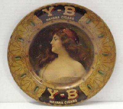 Y-B HAVANA CIGARS ART PLATE. TIN LITHO: Y-B HAVANA CIGARS ART PLATE. TIN LITHO