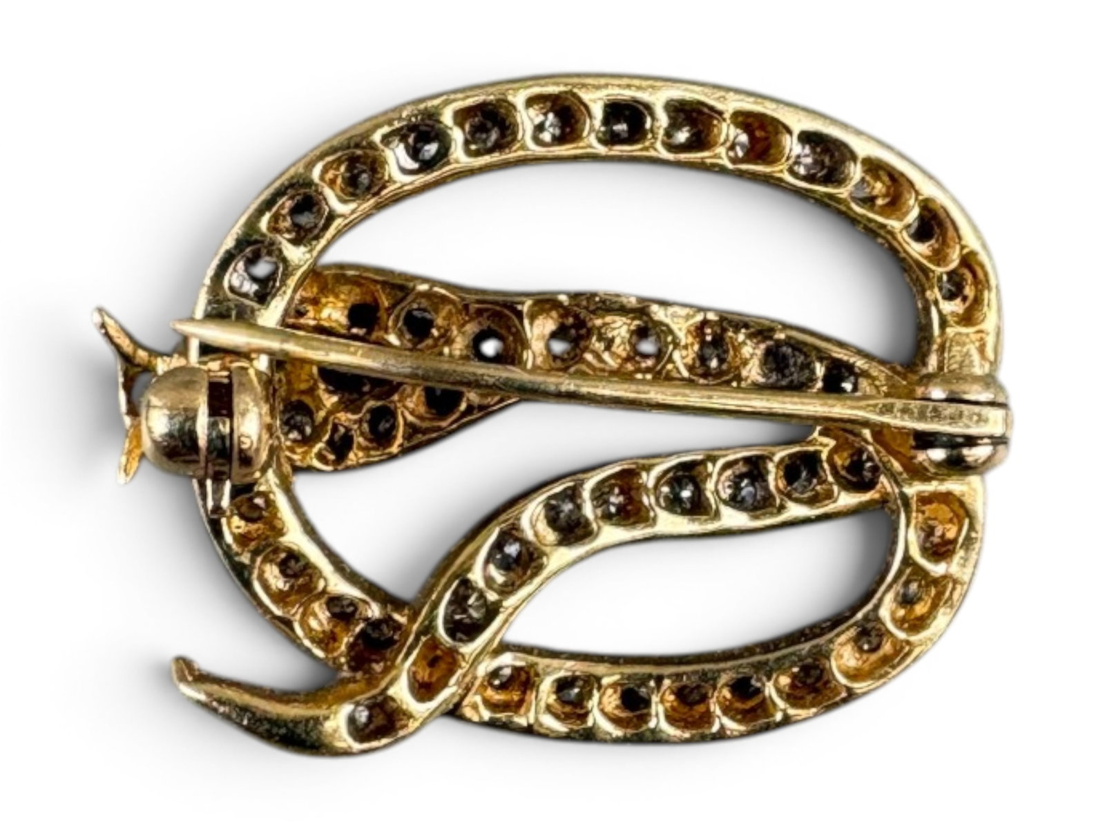 14K Gold Diamond Ruby Snake Pin - 2