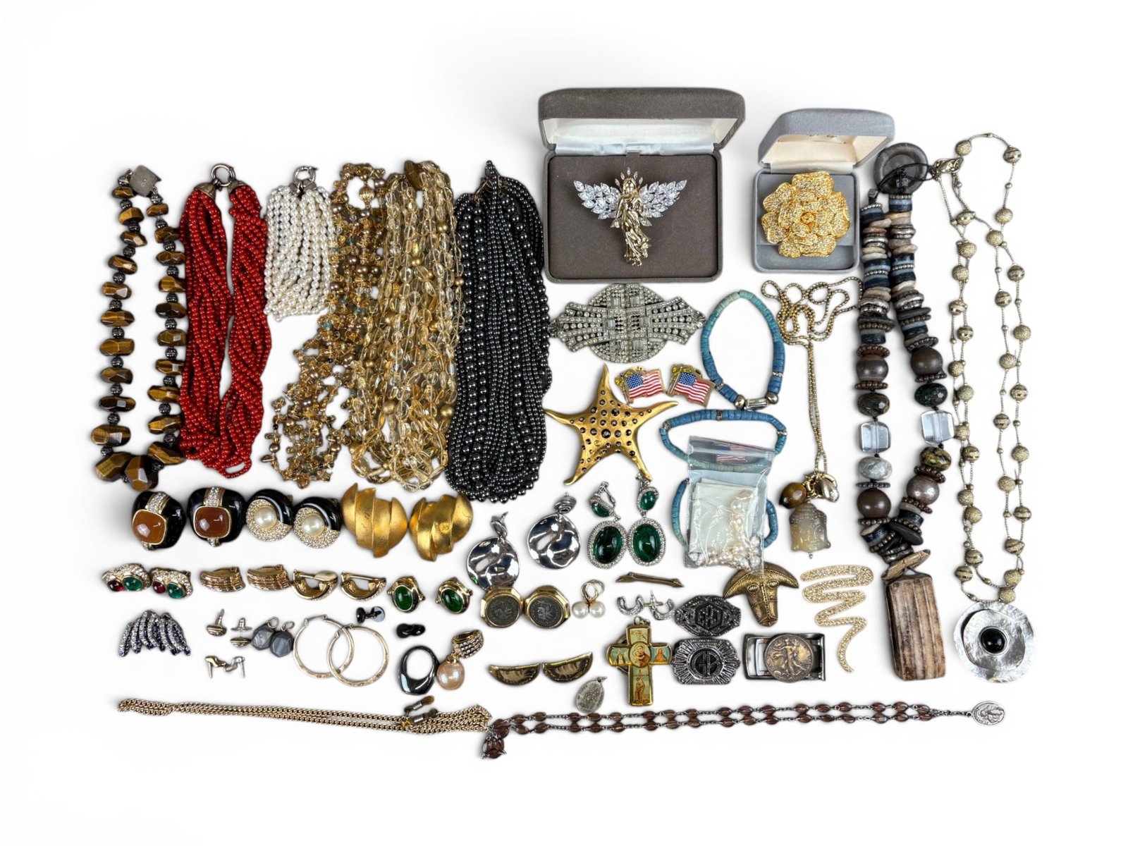 Estate Jewelry, Pearl & Watch Group: Estate lot including cultured pearls, Tiffany watch, silver pieces, and platinum ring. Offered on behalf of the New York County Public Administrator's Office from the estate of Kathy Mendlinger, Estat