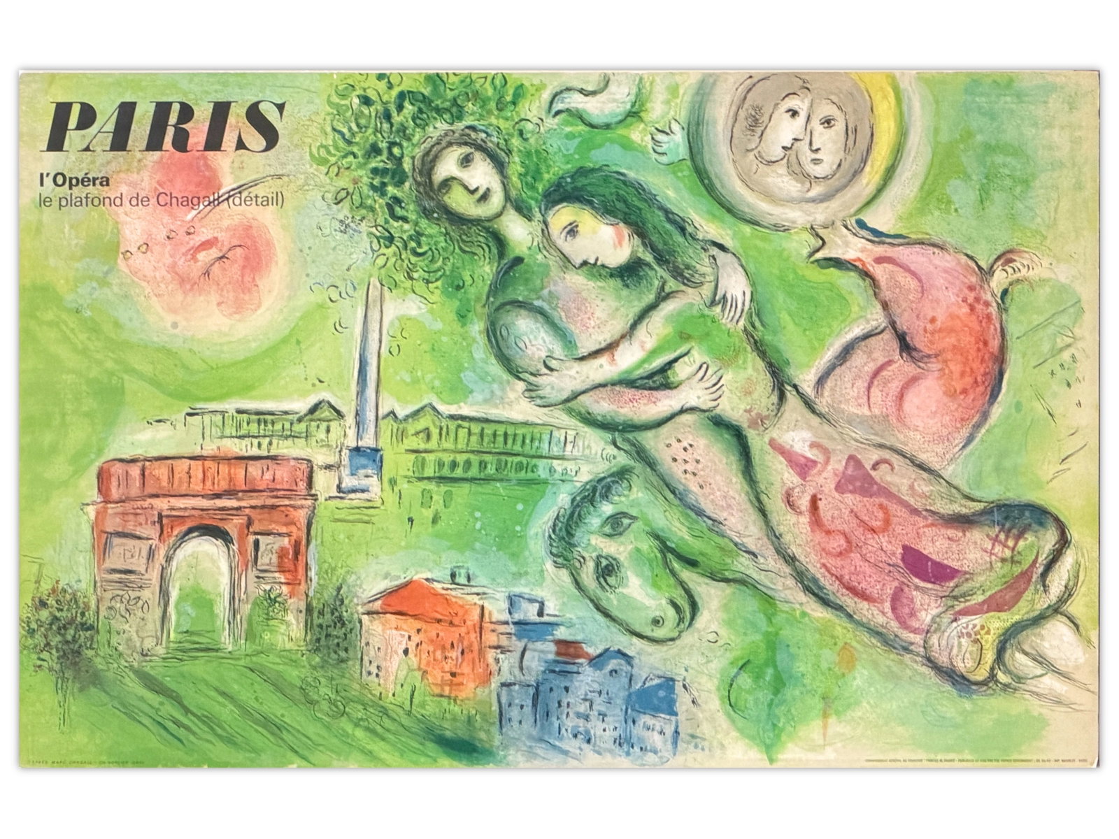 Chagall, Paris Opera Poster, 1966: Paris Opera Poster, 1966 by Marc Chagall (French, 1887-1985). Printed in France by Mourlot. Poster is laid down on foam board.. Measures approx. 25 x 39. Shipping: Weiss Auctions offers full-service,