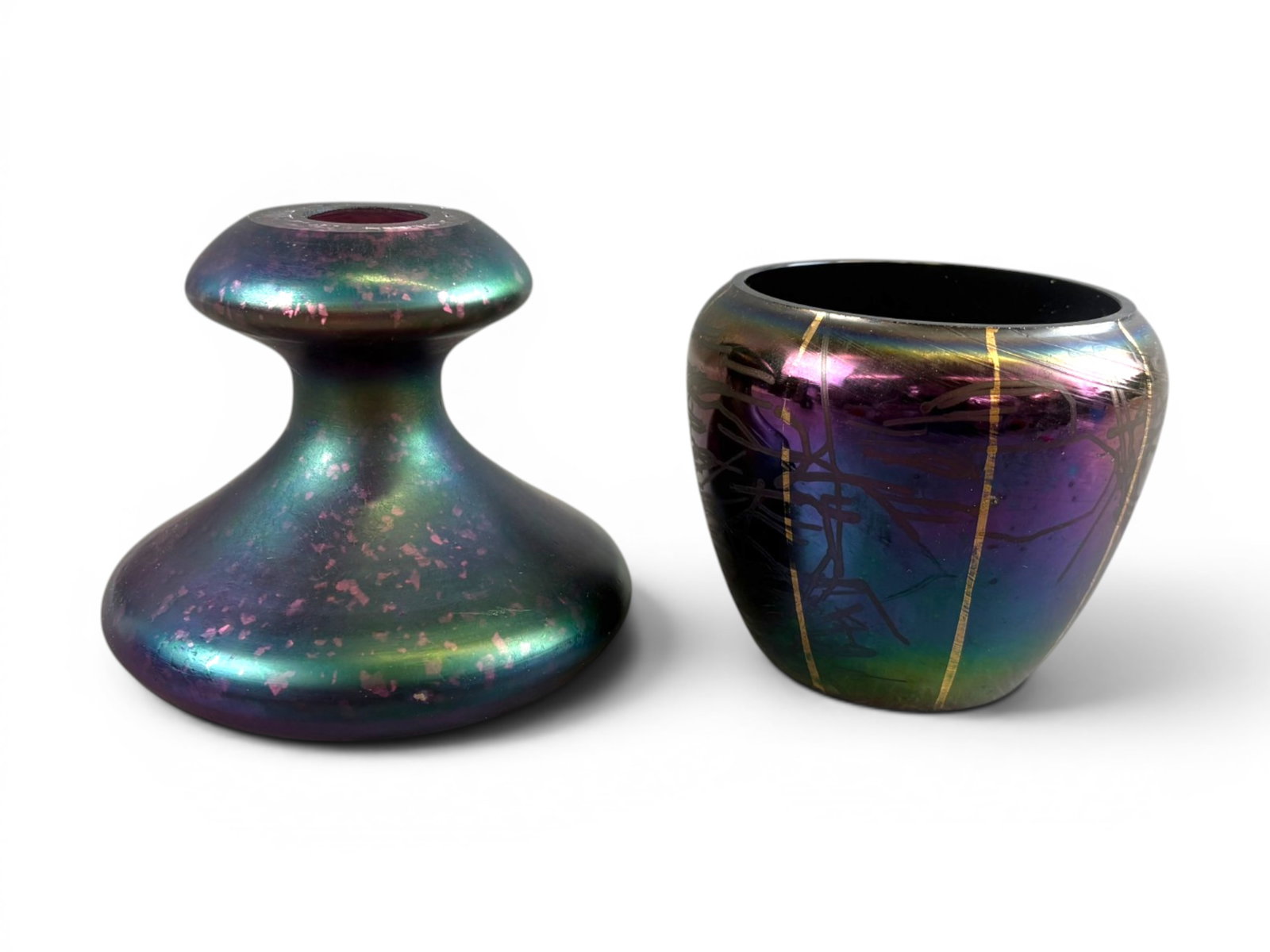 (2) Iridescent Art Glass Vessels (1 of 11)